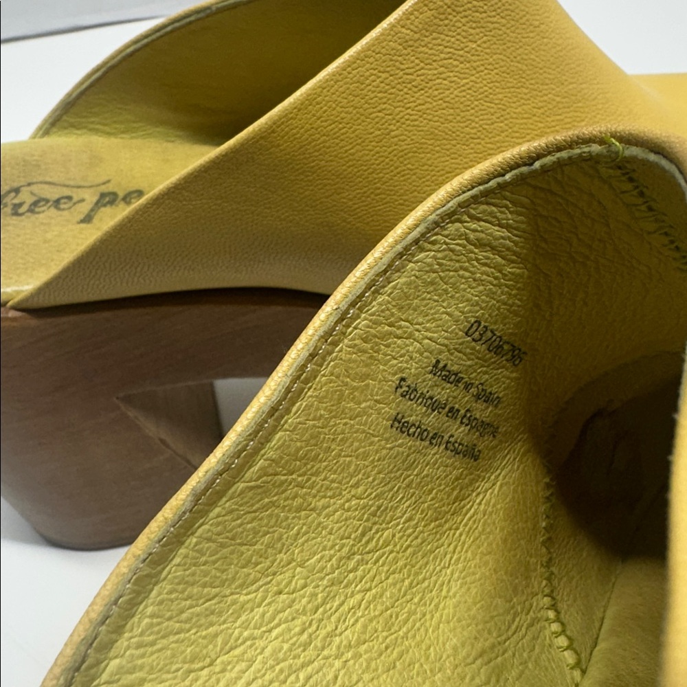 Free People Suki Platform Clogs High Heeled Open Back Shoes Yellow Size 38 / 8 - Picture 7 of 11